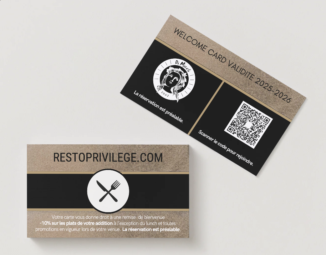 Carte membre Storia Di Miceli, recto-verso avec QR